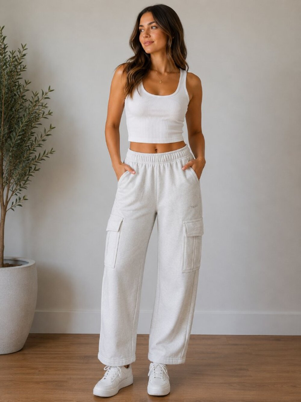 TNA Light Gray Cargo Joggers